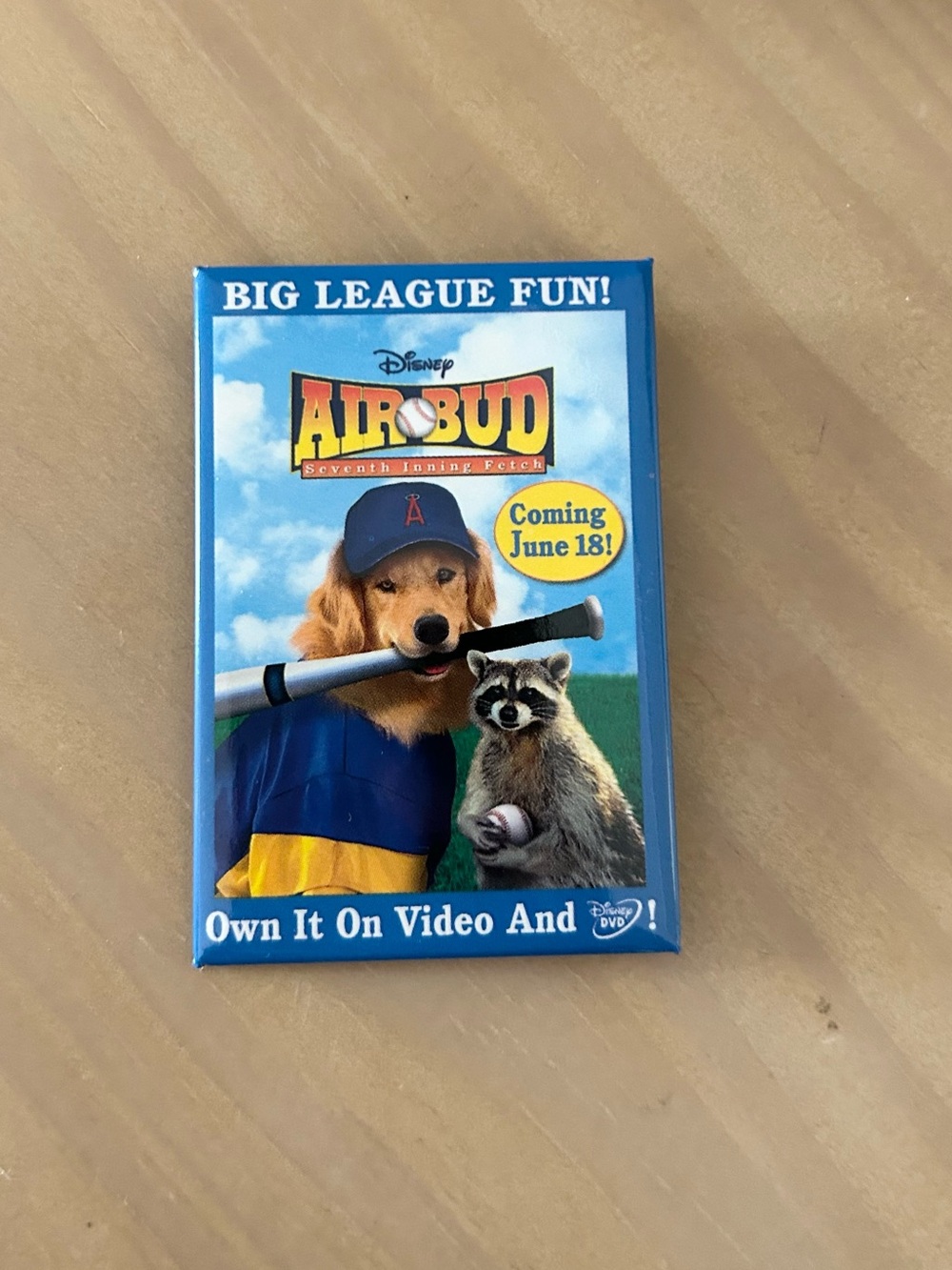 Y2K Disney Air Bud Seventh Inning Fetch Promo Pin Button 2002 Collectible